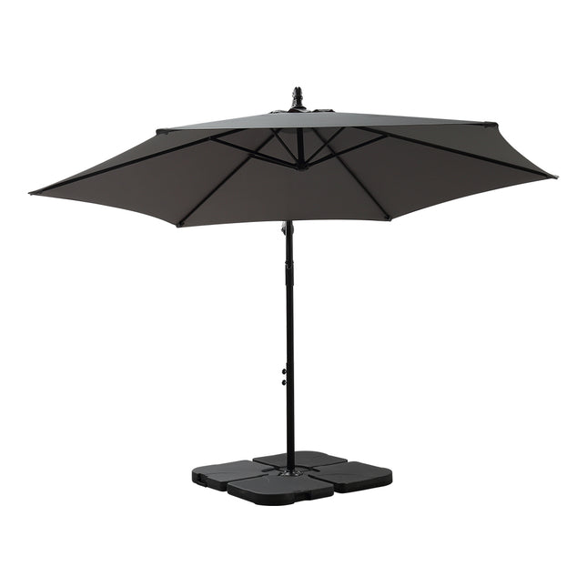 Mountview 3M Outdoor Umbrella Cantilever Grey With Base-1973193986638221313
