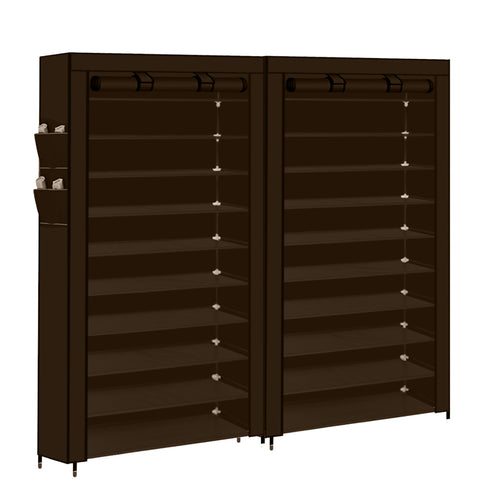 Levede 2pcs 10 Tier Shoe Rack Storage Brown-1910113015152381953