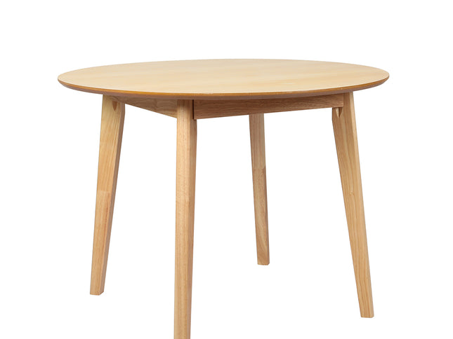 Levede Dining Table Round Rubberwood Base 100cm Natural 100 CM-1973194086840143873