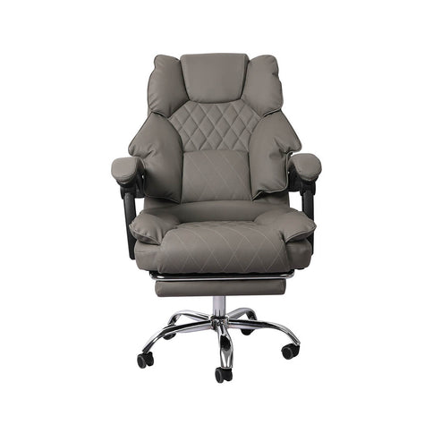 Levede Gaming Chair Office Computer Grey Footrest-1864184462280101889