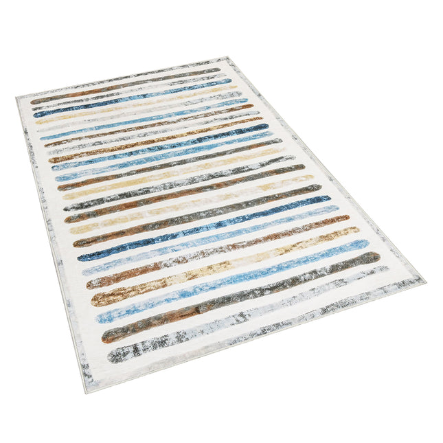 Marlow Floor Rug Short Pile Washable Carpet Soft Plush Non Slip Stripe 200x230-1973193449490485249