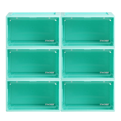 Stacked 6x Sneaker Display Case Shoe Cyan-1864184616554991617