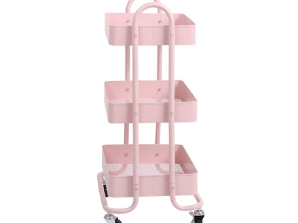 Levede 3 Tiers Kitchen Trolley Cart Pink-1917016721554804737
