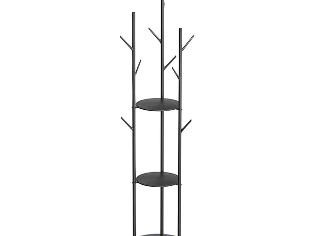 Levede Coat Rack Clothes Stand 8 Hook Organizer Black-1973193820665417729