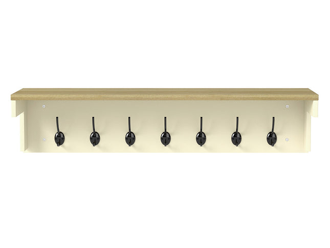 Levede Coat Rack Wall Mounted Shelf 7 Double Hooks Storage Entryway Hallway-2029334093753356289