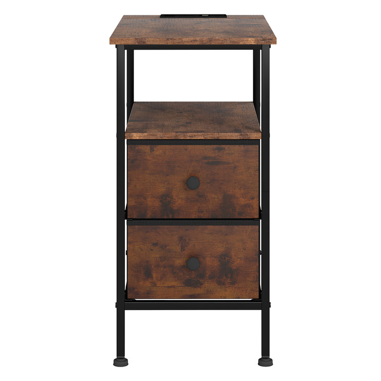 Levede Bedside Table Side Table 2 Drawers Cabinet Brown-2029387292099088385