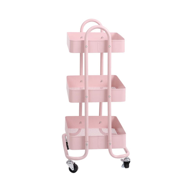 Levede 3 Tiers Kitchen Trolley Cart Pink-1954802728702185473
