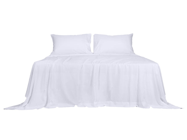 Dreamz 4pcs Double Size 100% Bamboo Bed Sheet Set in White Colour-1942353307725074433