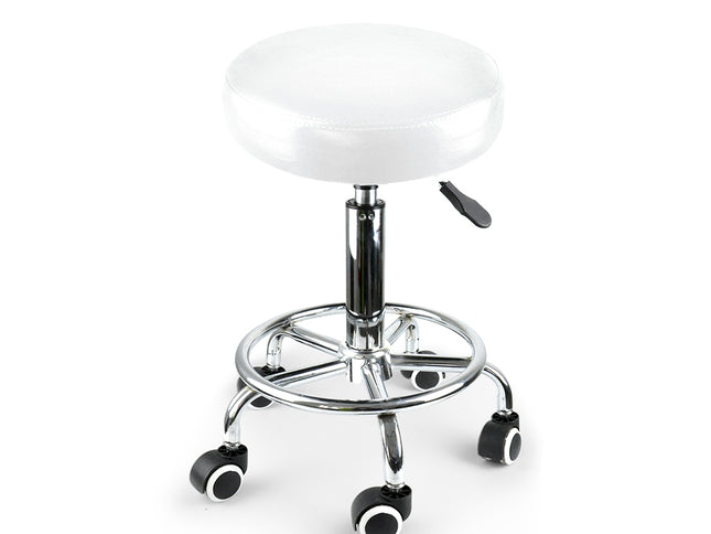 2x Levede Swivel Salon Barstool Hairdressing White-1864184633558700033