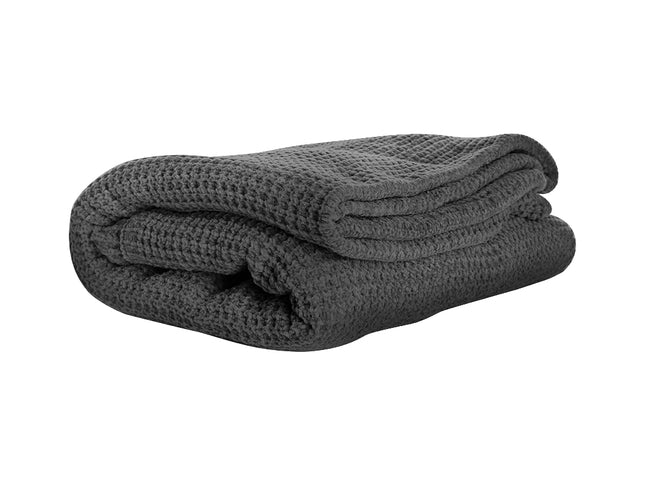 DreamZ Throw Blanket Cotton Waffle Blankets Grey Single-1973194040761520129