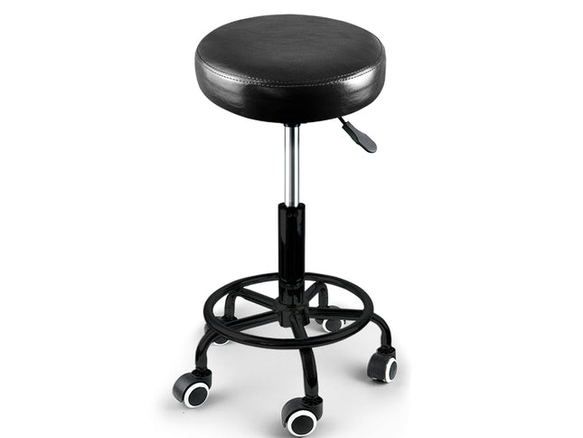 Levede Salon Stool Swivel Bar Stools Black with Black Stand-2018816731262357505