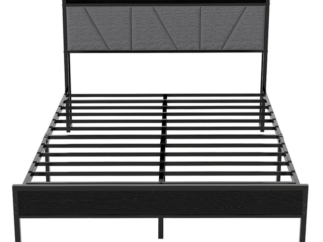 Levede Double Bed Frame Steel Base with Headboard Grey-2006732772936388609