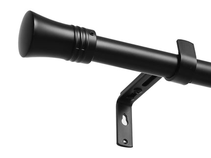Marlow Black Curtain Rod Steel Quiet Rail Pole Pommel Set Extendable-1910112208768077825