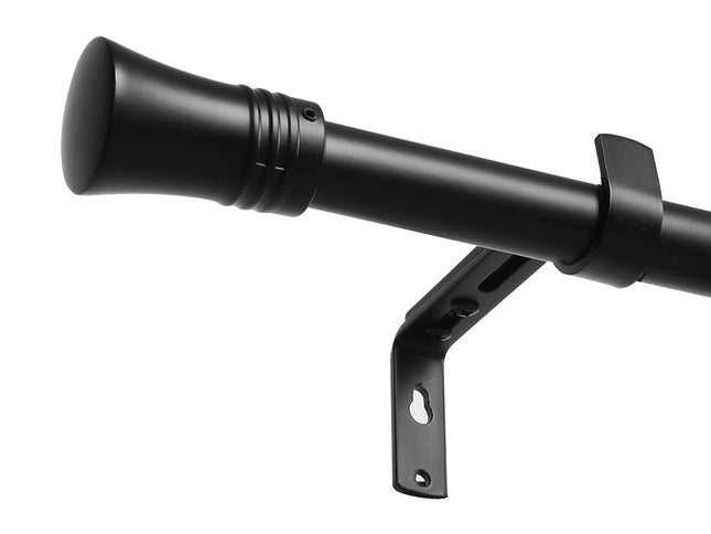 Marlow Black Curtain Rod Steel Quiet Rail Pole Pommel Set Extendable-1910112208768077825