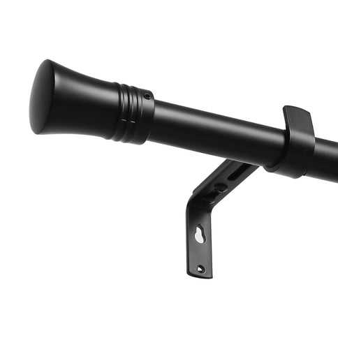 Marlow Black Curtain Rod Steel Quiet Rail Pole Pommel Set Extendable-1910112208768077825