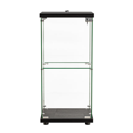 Stacked Display Cabinet Collection Storage Tempered Glass 2 Tier With Lock Black-1954802399617093633