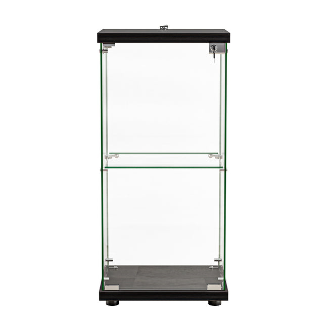 Stacked Display Cabinet Collection Storage Tempered Glass 2 Tier With Lock Black-1954802399617093633