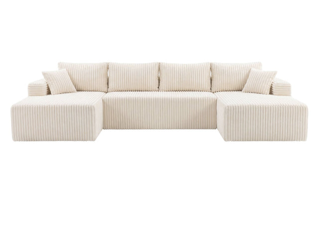 Levede Modular Sofa Lounge Set Corduroy U Shaped Sectional Cloud Couch Beige-2050056788379832321