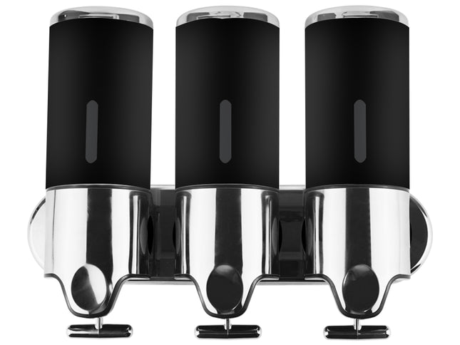 3 Bottles Bathroom Shower Soap Dispenser Black-1910113089890684929