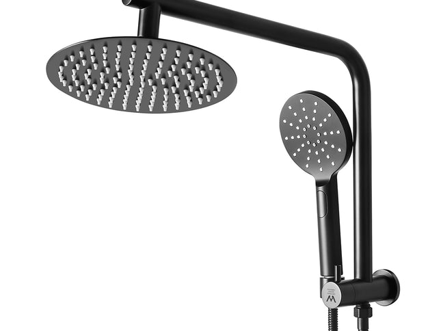 High Pressure Shower Head Set Rain Round Black-1942353353099055105