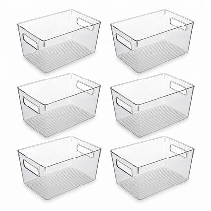 Toque Clear Plastic Storage Bins 6PCS Pantry Fridge Organizer Boxes Handles-2061251865114447873