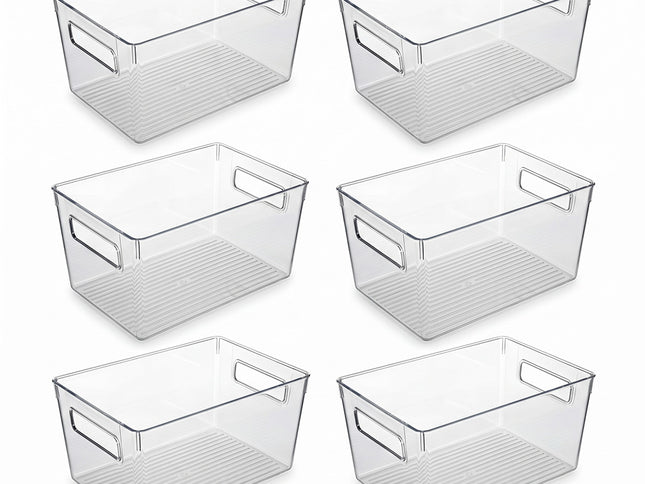 Toque Clear Plastic Storage Bins 6PCS Pantry Fridge Organizer Boxes Handles-2061251865114447873