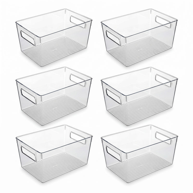 Toque Clear Plastic Storage Bins 6PCS Pantry Fridge Organizer Boxes Handles-2061251865114447873