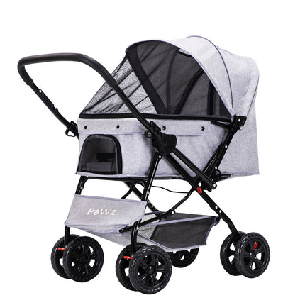 PaWz Pet Stroller Pram Dog Carrier Trailer Grey-1973193719360393217