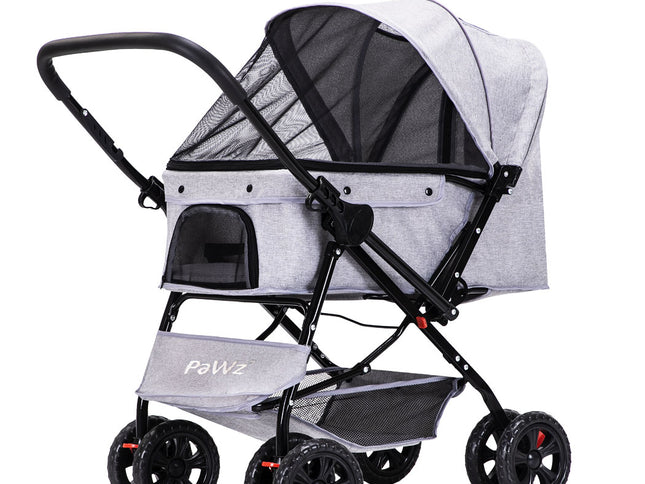 PaWz Pet Stroller Pram Dog Carrier Trailer Grey-1973193719360393217