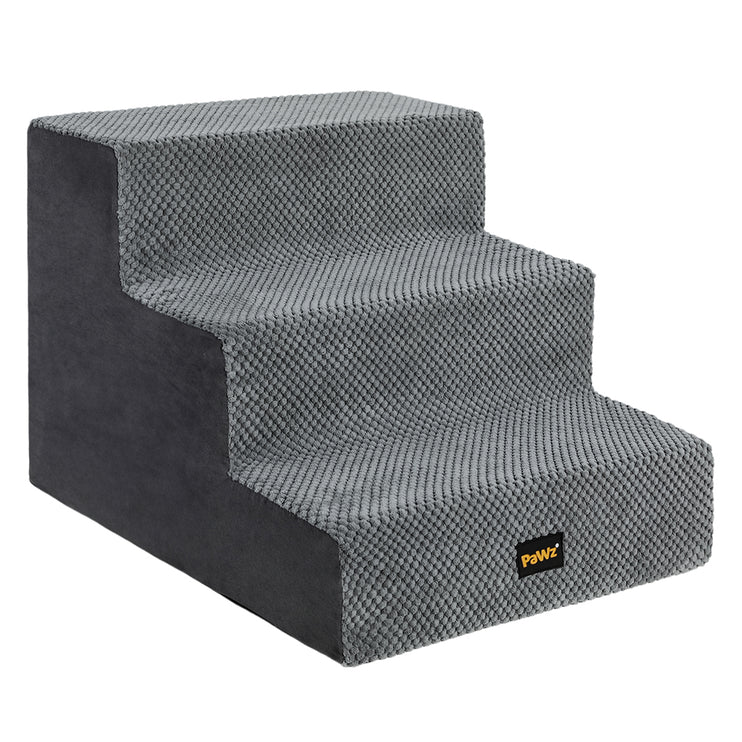 Pawz 3 Steps Pet Stairs Dog Ramp High Density Foam Grey-2006733392930017281