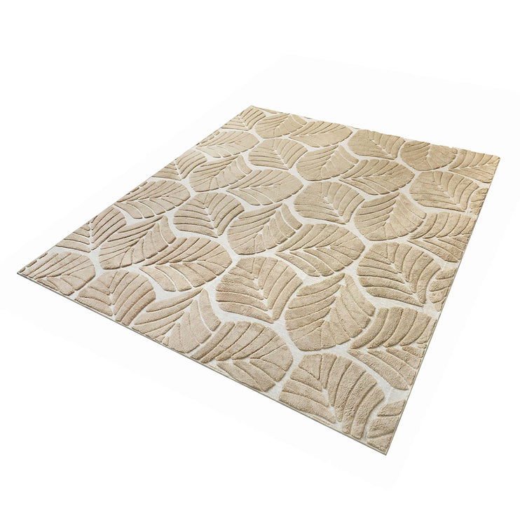 Marlow Floor Rug Soft Embossed Carpet Non Slip Plush Shaggy Rugs Leaf Pattern-1973193450773942273