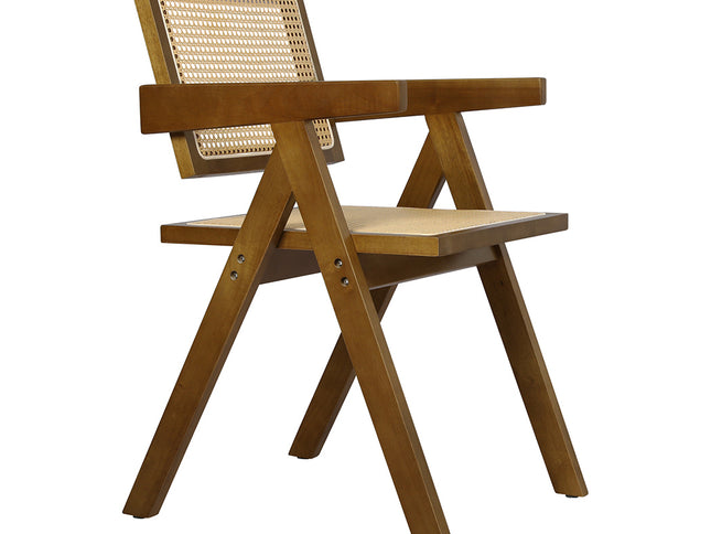 Levede 1x Walnut Wicker Armchair Dining Chair-1942353409952845825