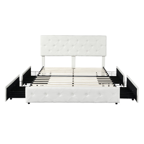 Levede Queen Bed Frame Tufted 4 Drawer-1910113212225949696