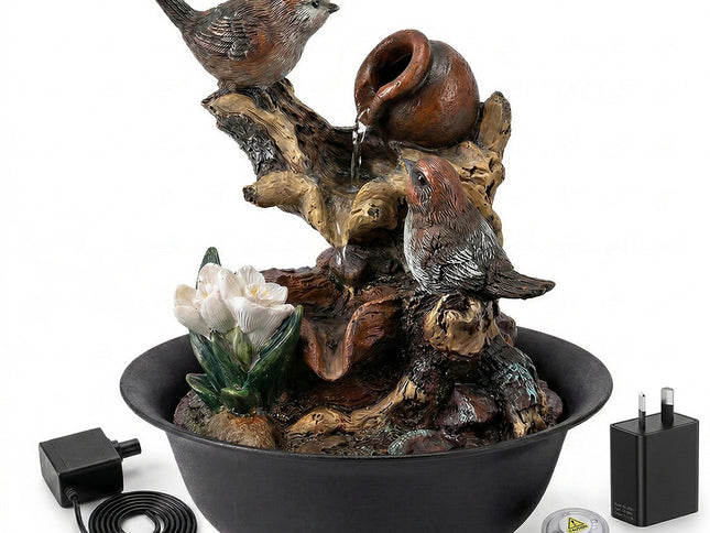 Spector Tabletop Water Fountain LED Colour Changing Bird Indoor Desktop AU Plug-2050059011792965633