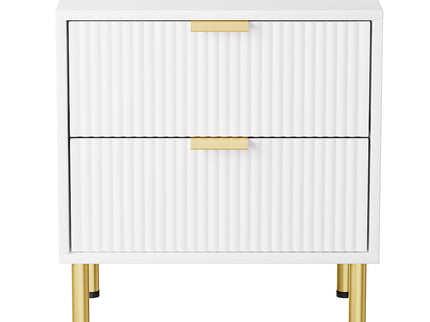 Levede Bedside Table with 2 Drawers White Metal Legs-1910112269535154177