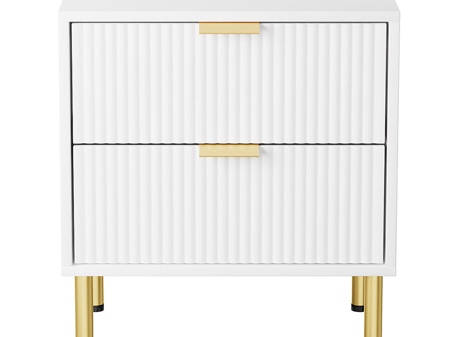 Levede Bedside Table with 2 Drawers White Metal Legs-1910112269535154177