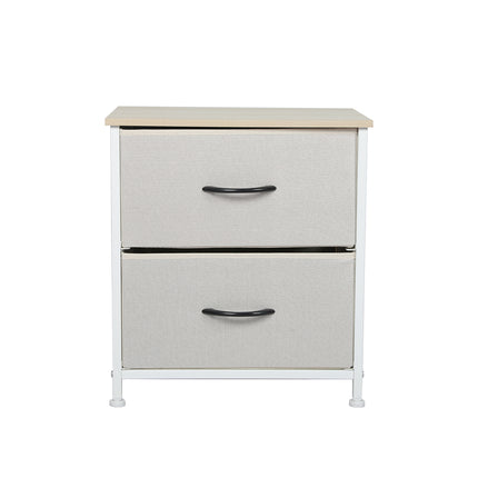 Levede Chest of 2 Drawers Bedside Table Beige-1973194073829412865