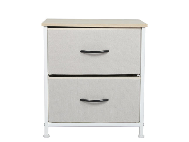 Levede Chest of 2 Drawers Bedside Table Beige-1973194073829412865