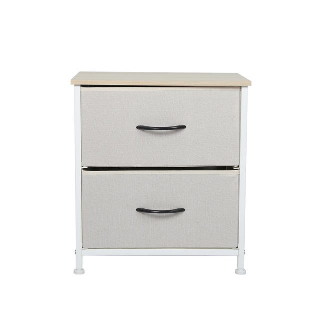 Levede Chest of 2 Drawers Bedside Table Beige-1973194073829412865
