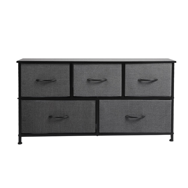 Levede Chest of 5 Drawers Storage Cabinet Dark Grey-1973194072474652673