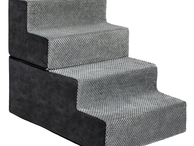 Pawz 4 Steps Pet Stairs Dog Ramp High Density Foam Grey-2006732767437656065