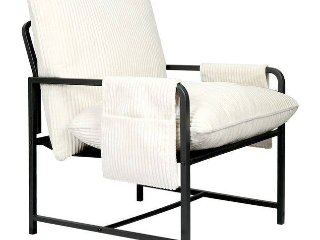 Levede Metal Framed Lounge Chair Corduroy in Beige-1973193529891098625