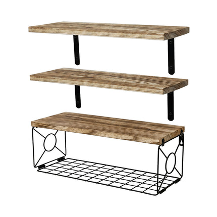 Levede Floating Wall Shelf 3 Pcs DIY Wall Mount Shelves Book Display Rack Basket-2061251867652001793