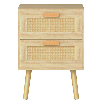 Levede 2x Bedside Tables Set Wooden Side Table Nigntstand Bedroom Rattan Drawers-2029334095099727873