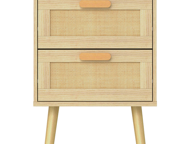 Levede 2x Bedside Tables Set Wooden Side Table Nigntstand Bedroom Rattan Drawers-2029334095099727873