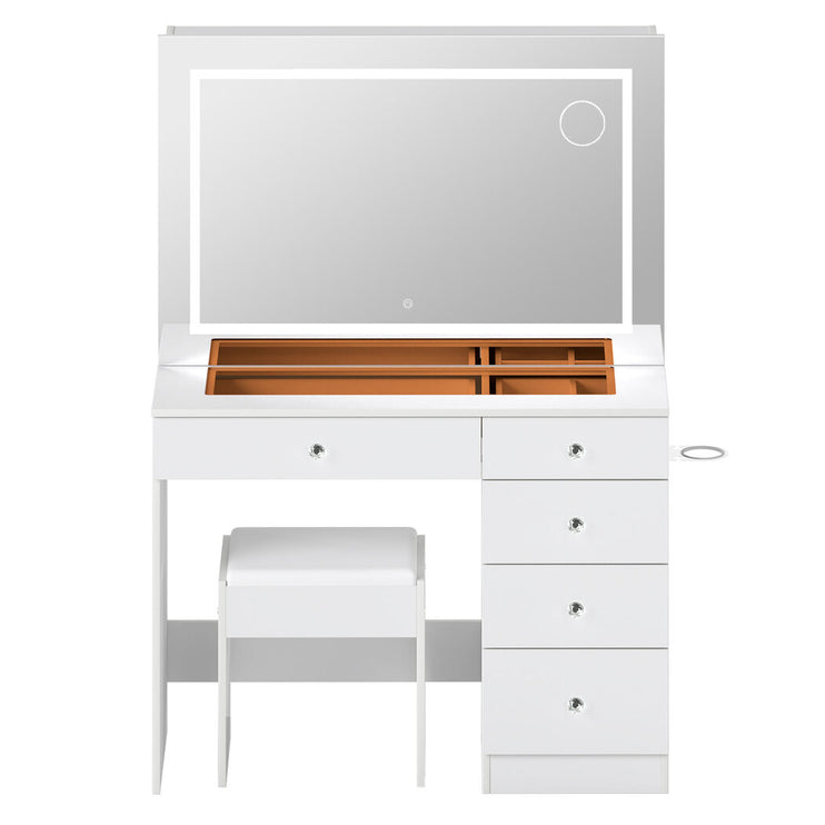 Levede Dressing Table LED Makeup Mirror Stool Set Vanity Desk 5 Storage Drawer-2029334101638647809