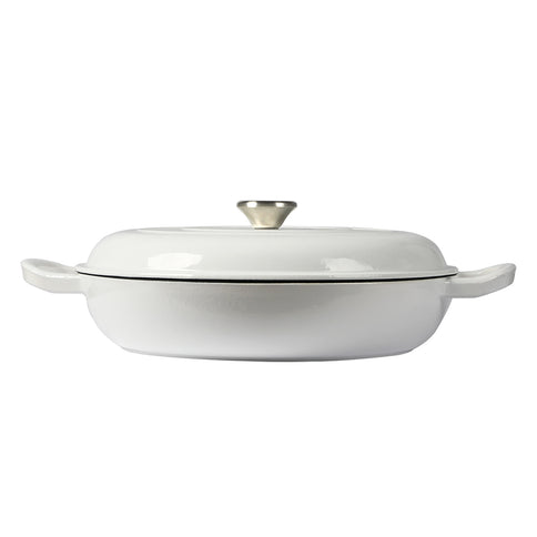 TOQUE 3.5L Enamel Dutch Oven Pan in White Colour-1864184348887093249