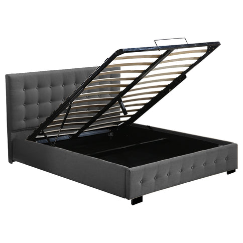 Levede Fabric Bed Frame Queen Tufted Dark Grey-1910113203925422081