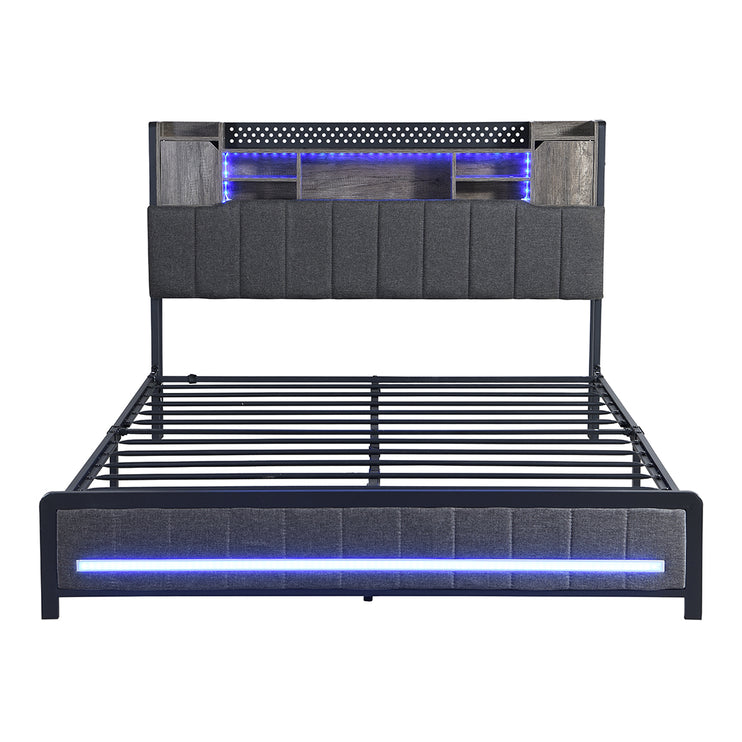 Levede Queen Bed Frame with Storage Headboard RGB LED-1973193510035263489