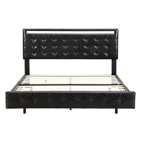 Levede  Floating Bed Frame Queen with Headboard LED Lights Mattress Base-1910112198202626049